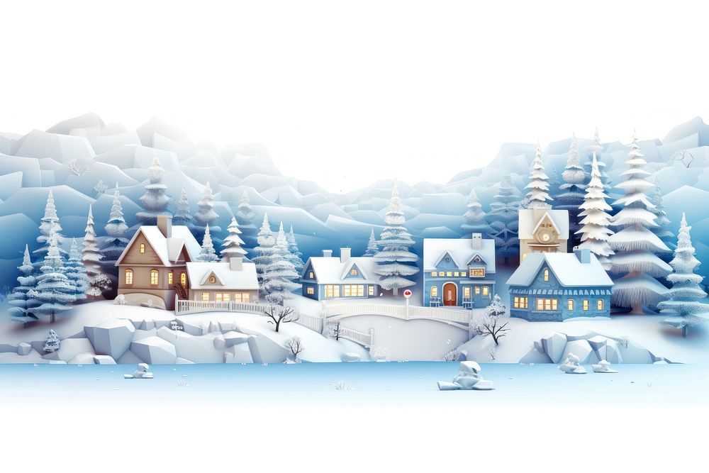 A winter village landscape architecture christmas building. AI generated Image by rawpixel.