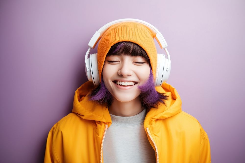 Happy and stylish teenager headphones listening portrait. AI generated Image by rawpixel.