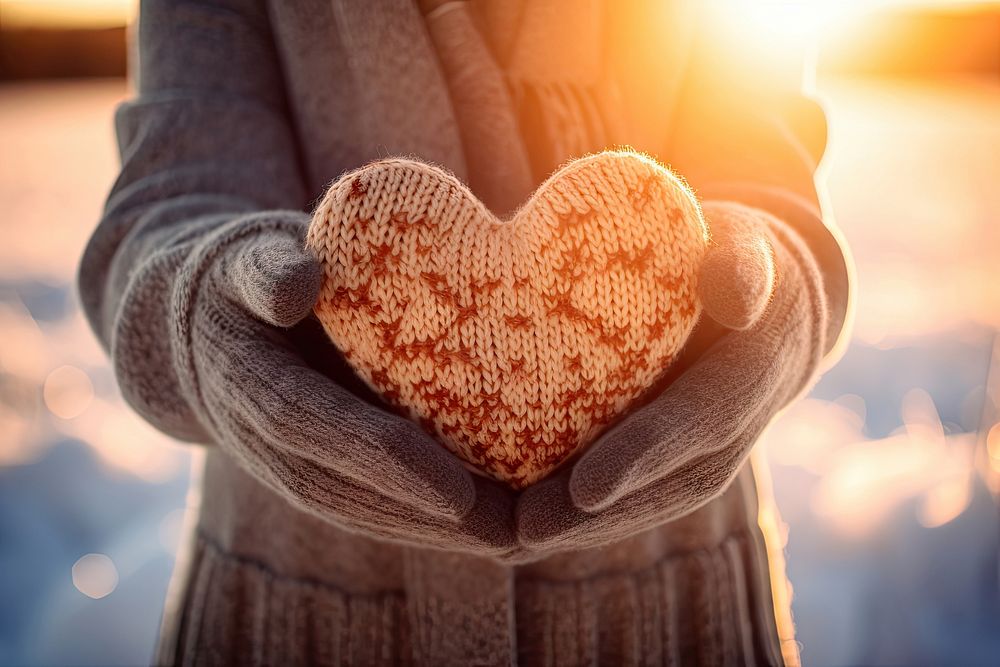 Winter sunset glove heart. AI generated Image by rawpixel.