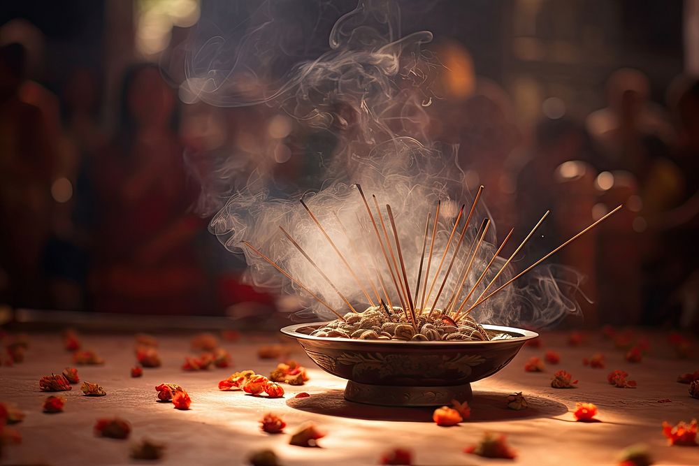 Incense celebration burning food. AI generated Image by rawpixel.