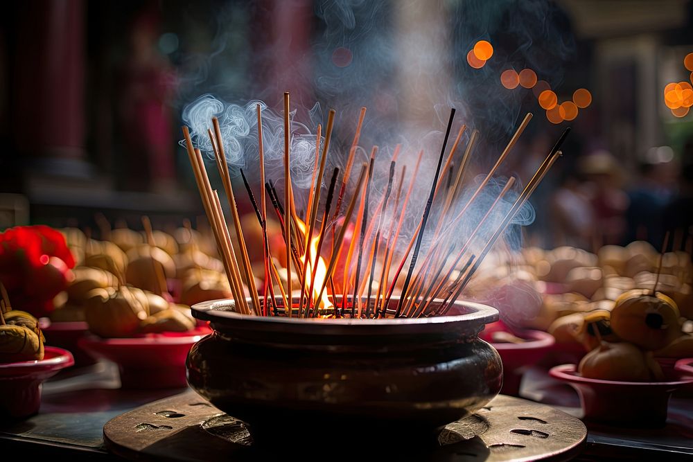 Incense burning spirituality tradition. AI generated Image by rawpixel.