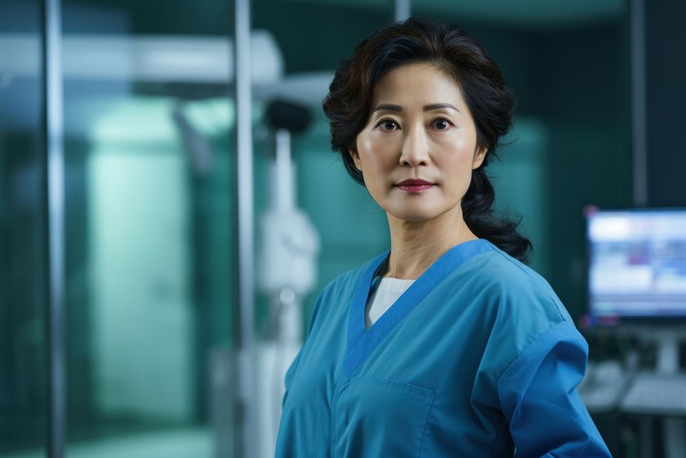 East Asia woman hospital surgeon adult. AI generated Image by rawpixel.