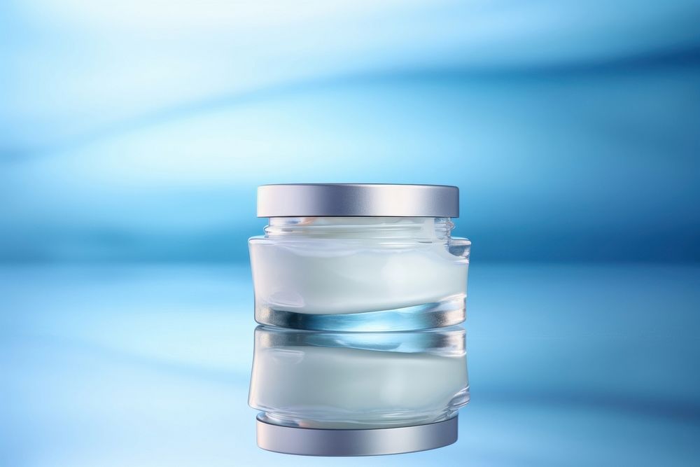 Facial cream jar product reflection abstract lighting. AI generated Image by rawpixel.