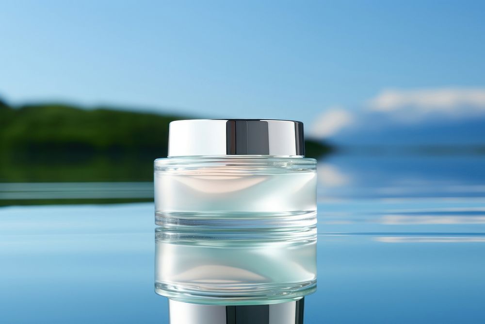 Facial cream jar product perfume bottle water. AI generated Image by rawpixel.