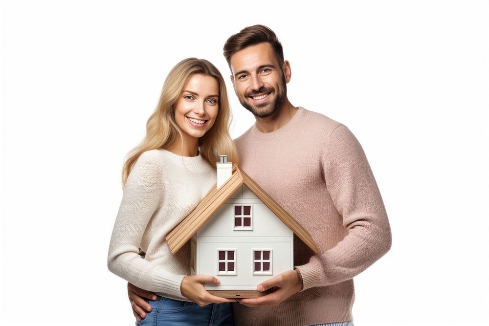Couple holding house portrait happy photo. AI generated Image by rawpixel.