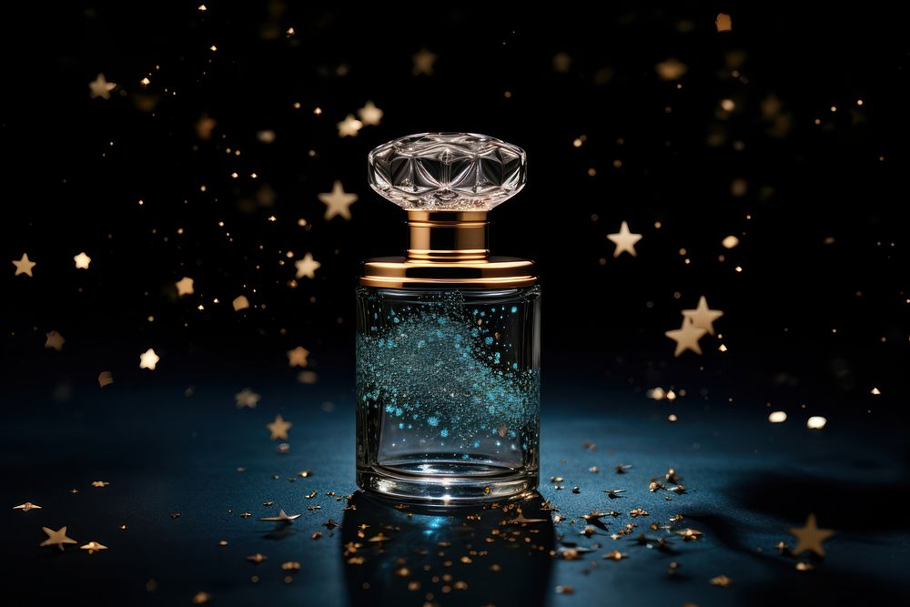 Perfume bottle product cosmetics night star. AI generated Image by rawpixel.