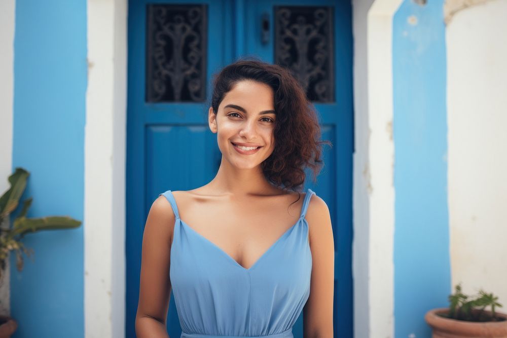 Smiling latina normal woman standing dress smile. AI generated Image by rawpixel.