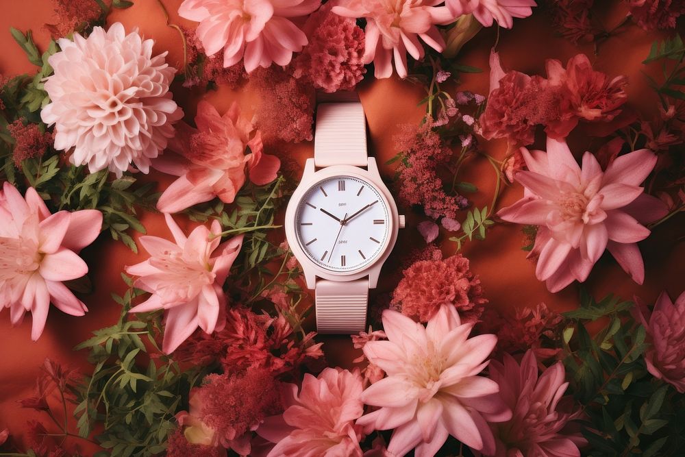 Watch product flower wristwatch plant. AI generated Image by rawpixel.