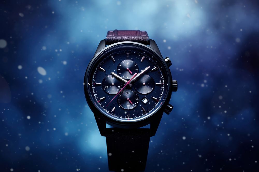 Watch product wristwatch night astronomy. AI generated Image by rawpixel.