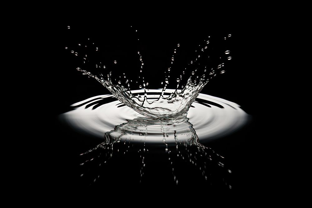 Water drops falls reflection concentric monochrome. AI generated Image by rawpixel.