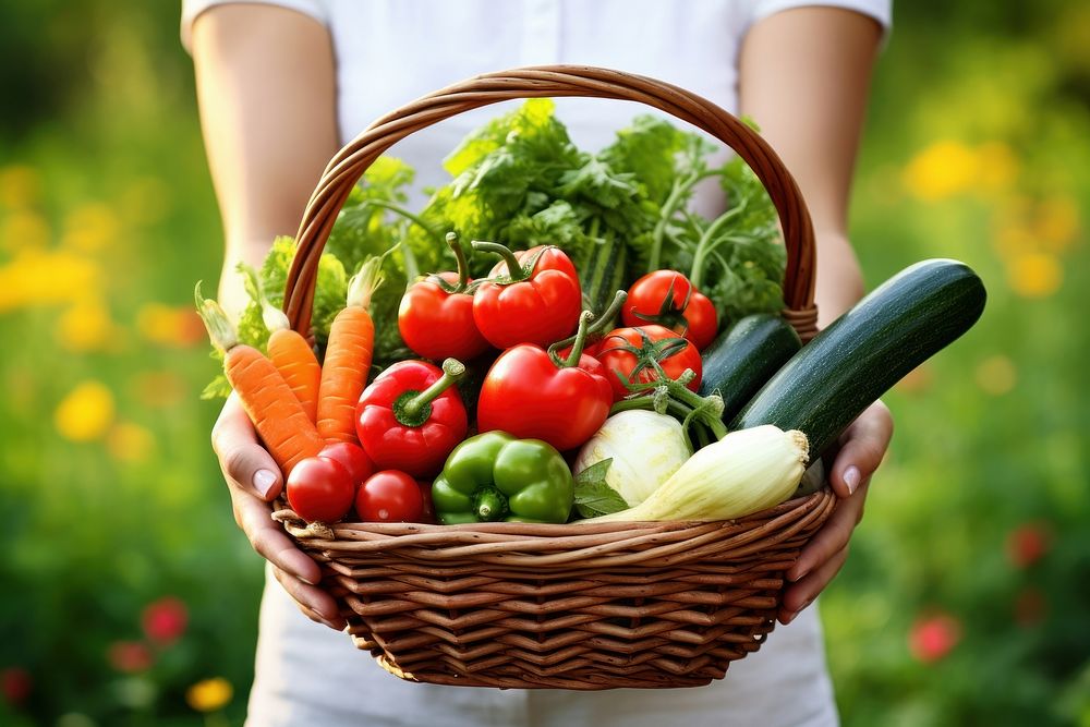 Vegetables holding basket adult. AI generated Image by rawpixel.