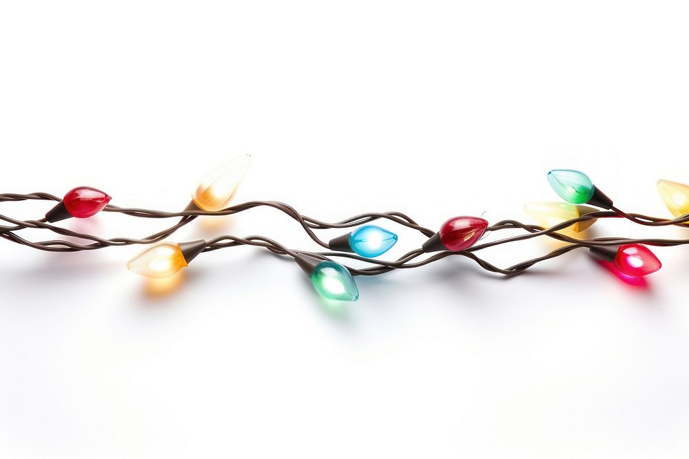 Christmas lights string christmas white background illuminated. AI generated Image by rawpixel.