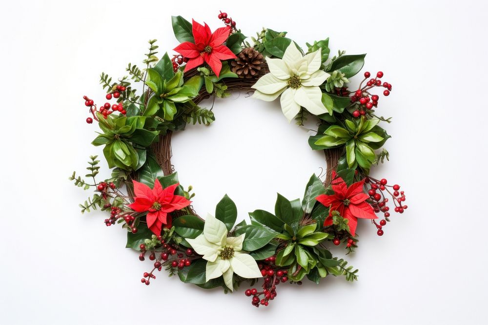Christmas wreath plant leaf white background. AI generated Image by rawpixel.