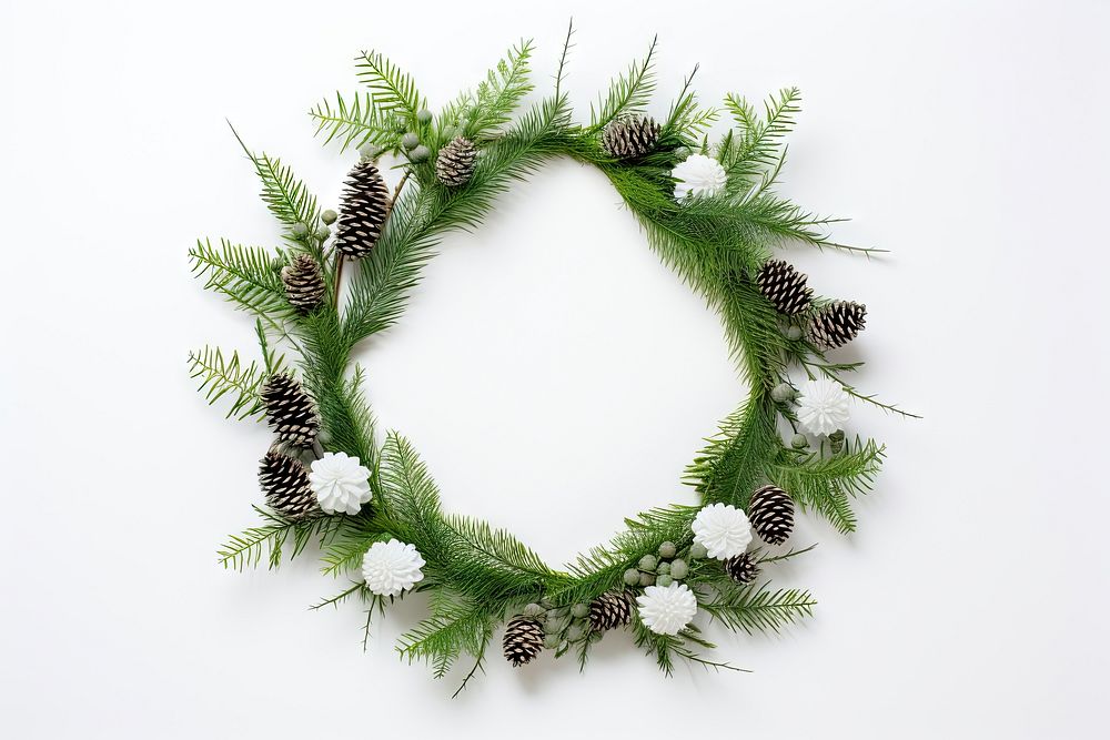 Christmas wreath pine christmas plant white background. AI generated Image by rawpixel.