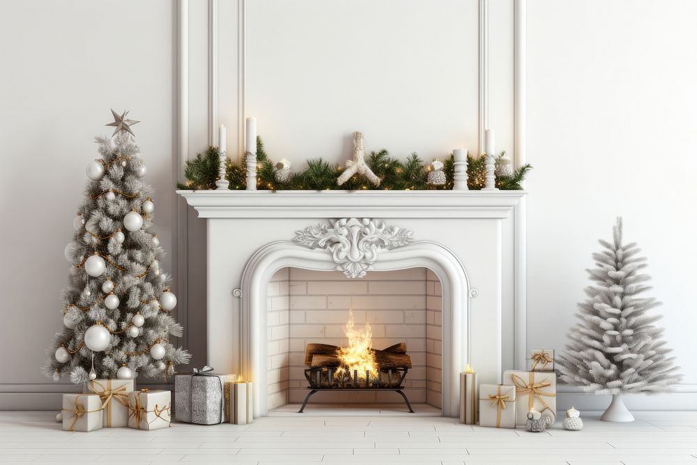 Fireplace christmas anticipation architecture. AI generated Image by rawpixel.
