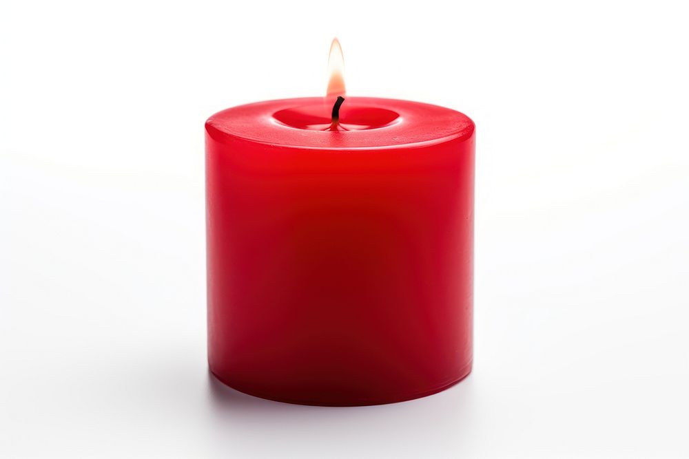 Red candle christmas white background lighting cylinder. AI generated Image by rawpixel.