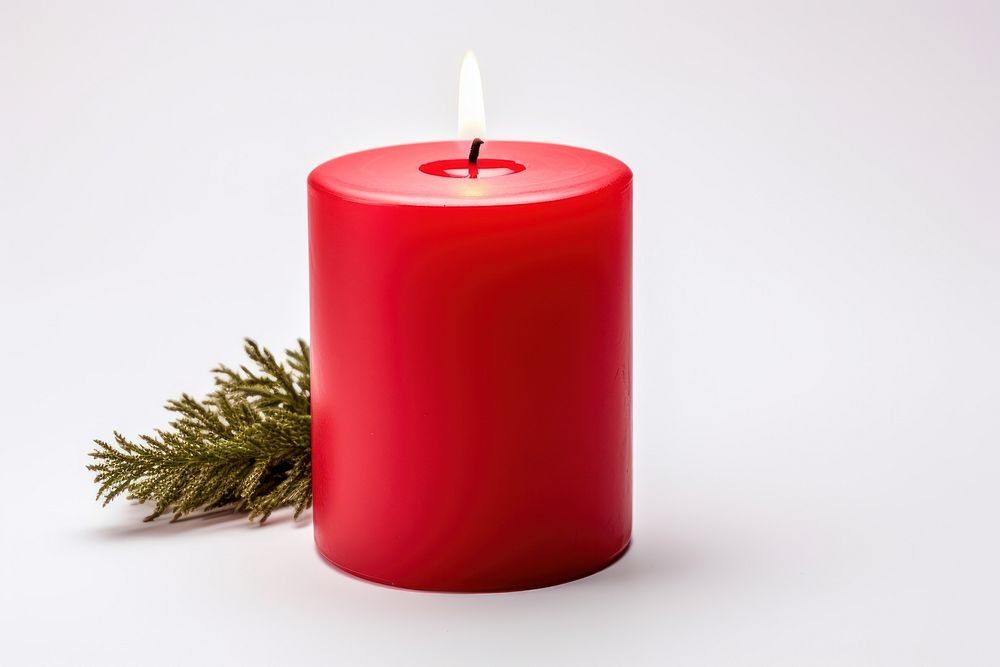 Red candle christmas white background illuminated. AI generated Image by rawpixel.