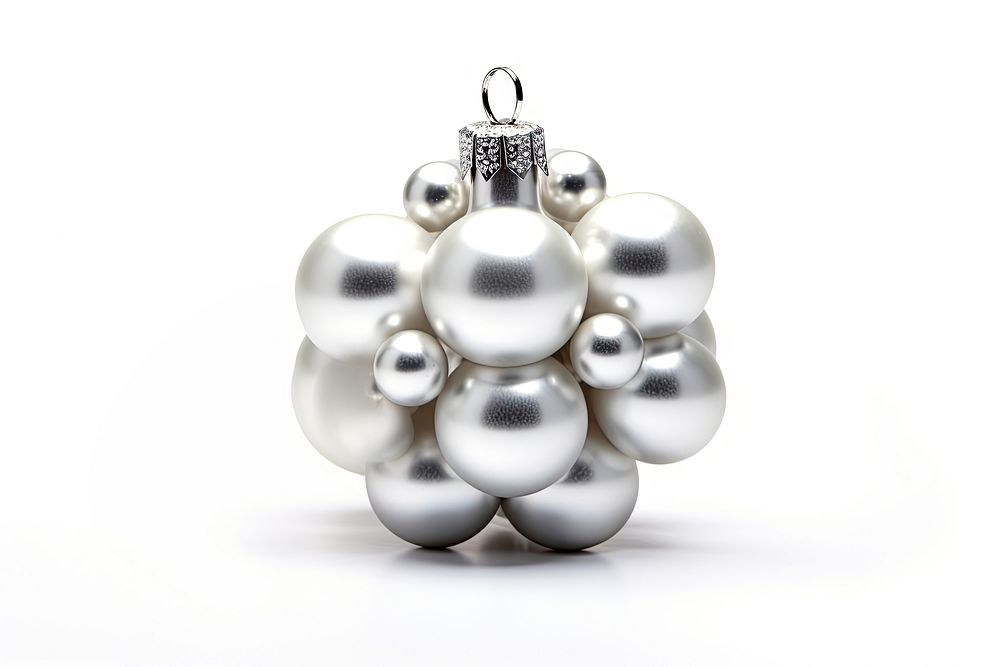 Silver bauble jewelry pearl white. AI generated Image by rawpixel.