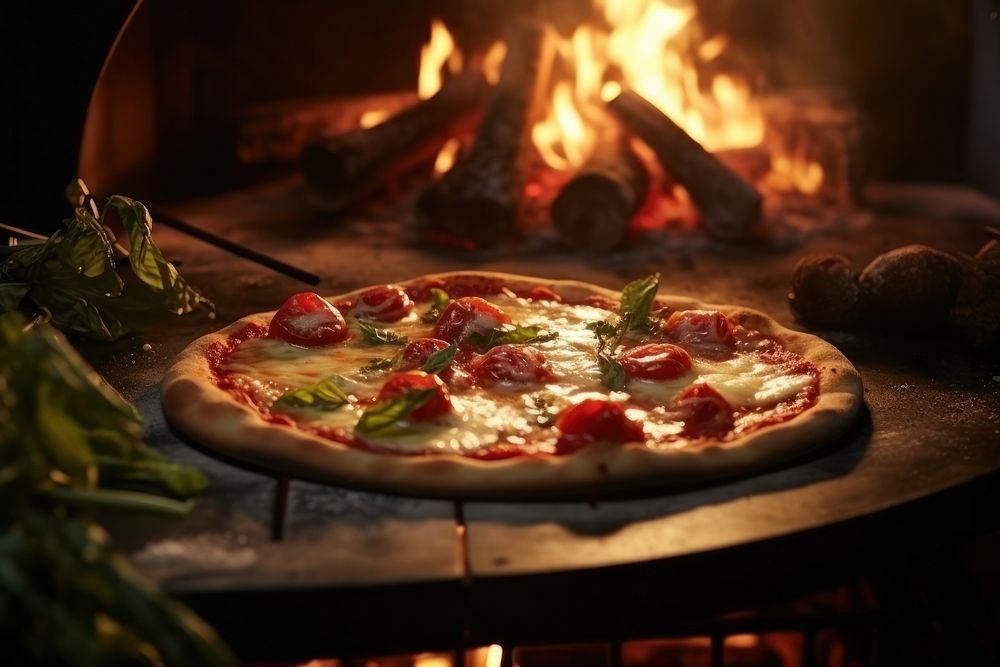 Pizza food fire oven. AI generated Image by rawpixel.
