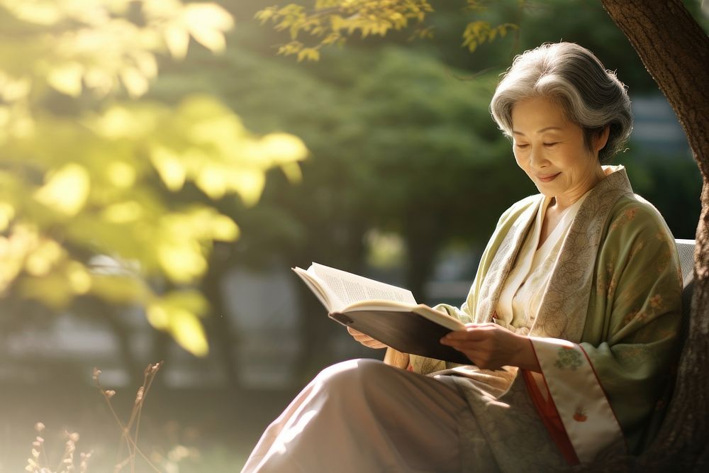 Japanese women reading sitting adult. AI generated Image by rawpixel.