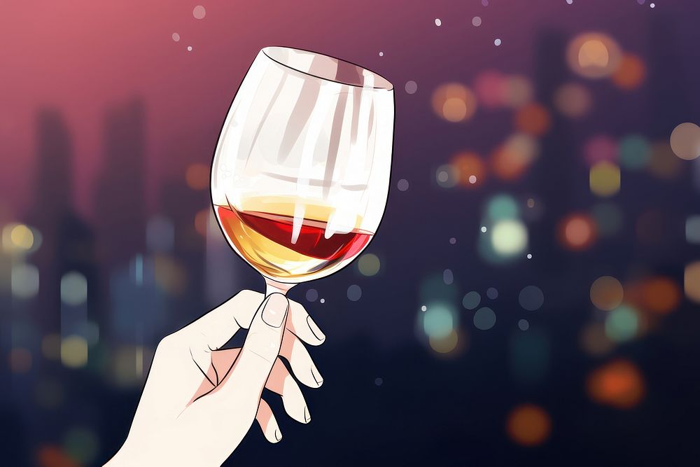 Hand holding white wine glass celebration drink red. AI generated Image by rawpixel.