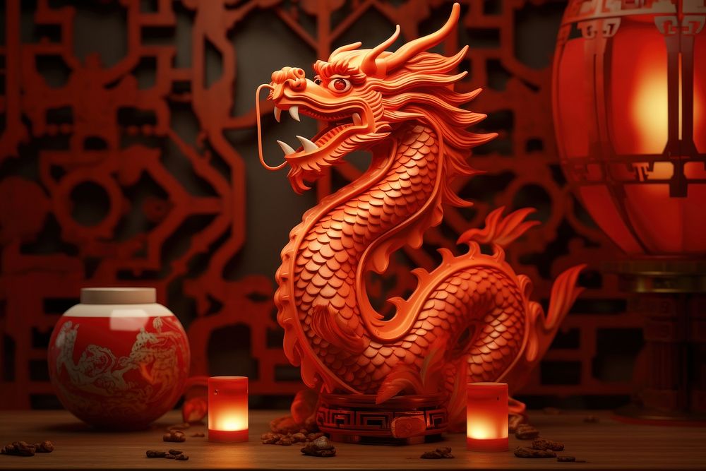 PNG Dragon lantern red representation. AI generated Image by rawpixel.