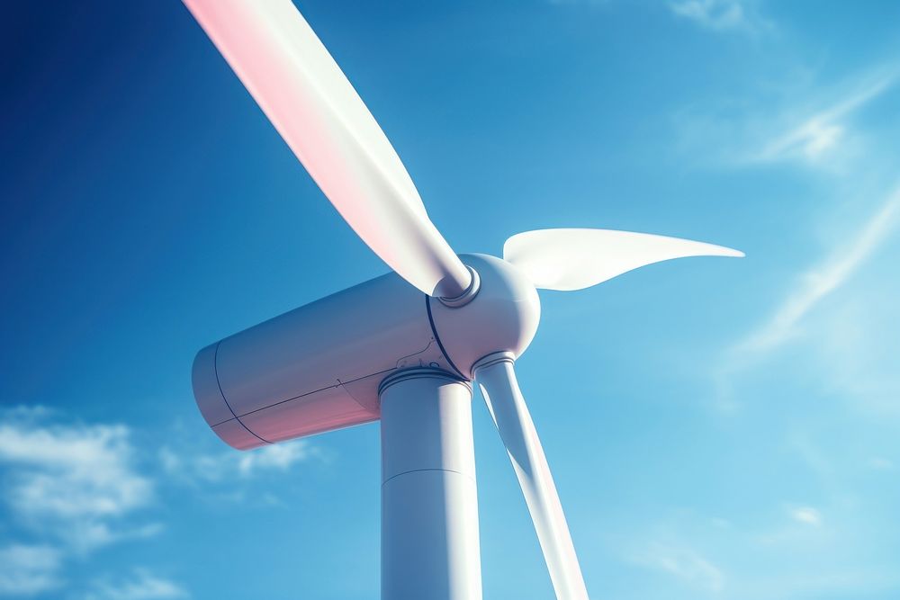 Wind turbine machine sky electricity. AI generated Image by rawpixel.