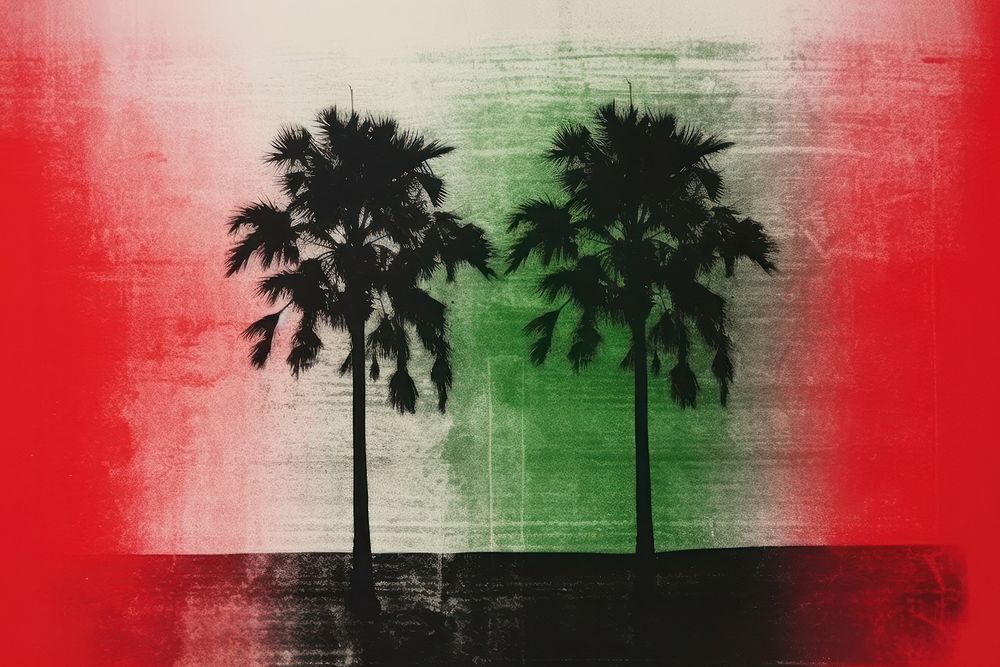 Palm tree backgrounds painting outdoors. AI generated Image by rawpixel.