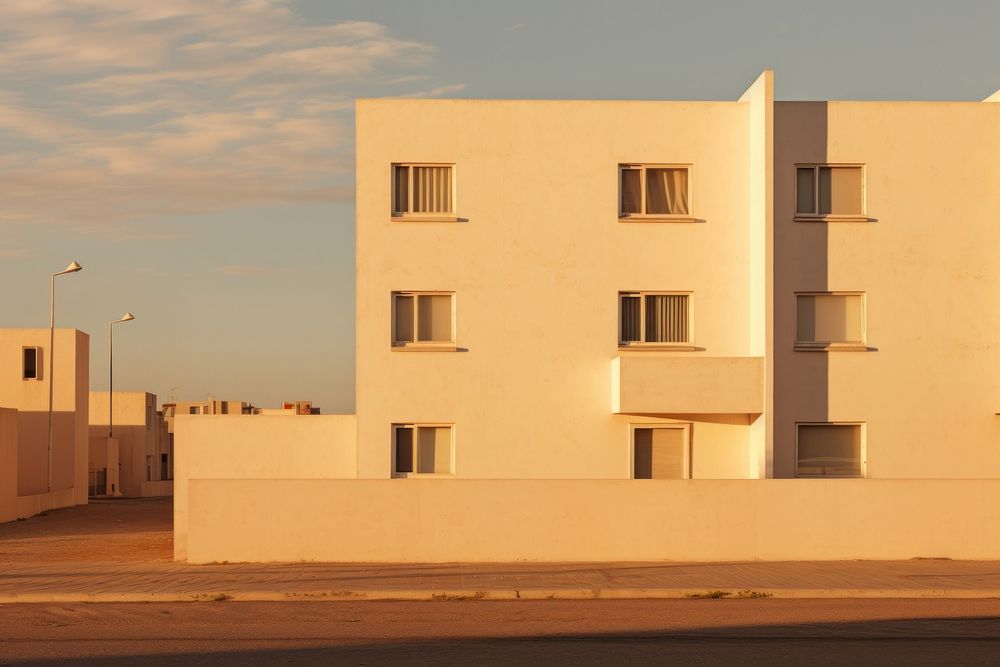 Community apartment architecture building sunset. AI generated Image by rawpixel.