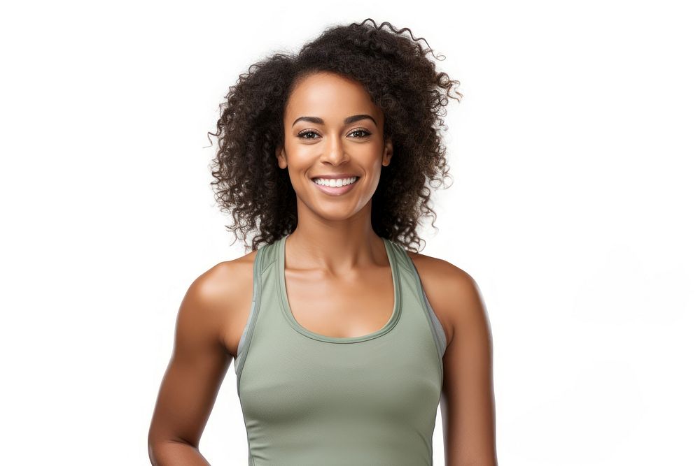 American african woman sports tank smiling smile. AI generated Image by rawpixel.