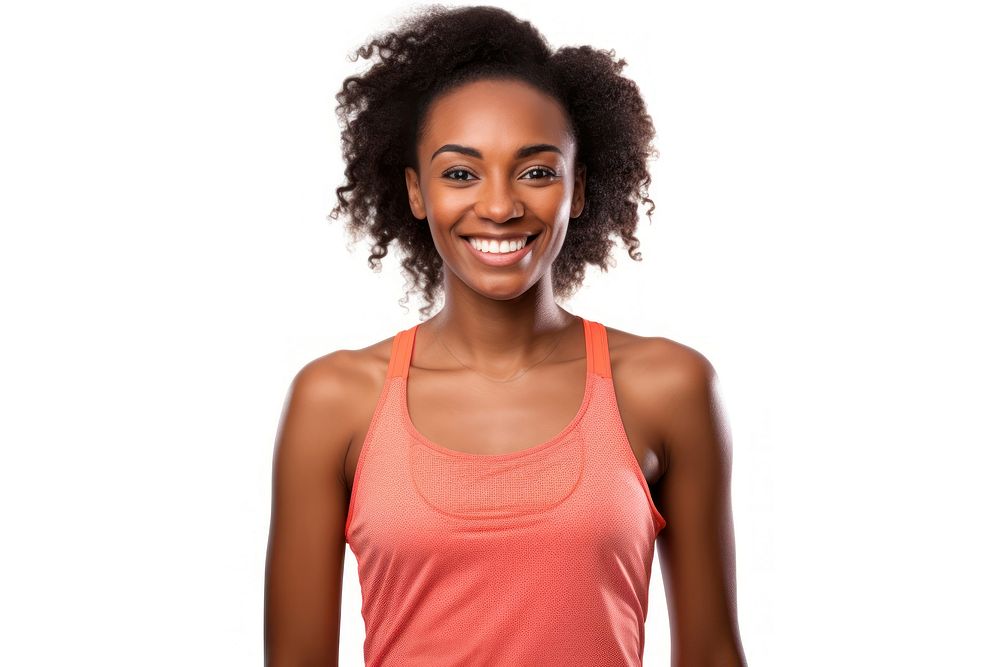 American african woman sports tank smiling smile. AI generated Image by rawpixel.