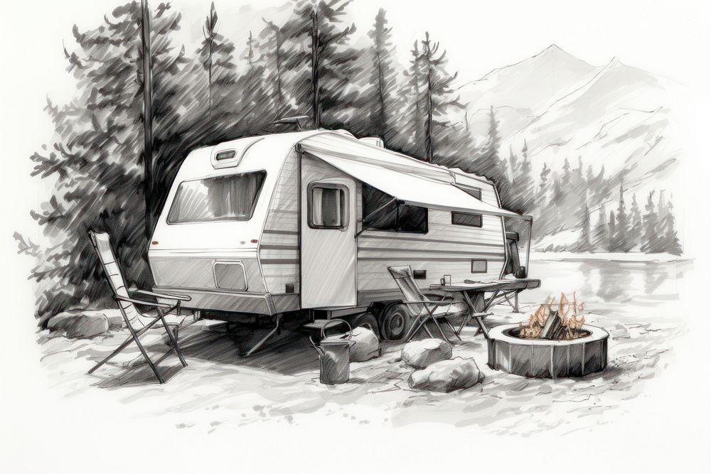 Camping camping sketch outdoors. AI generated Image by rawpixel.