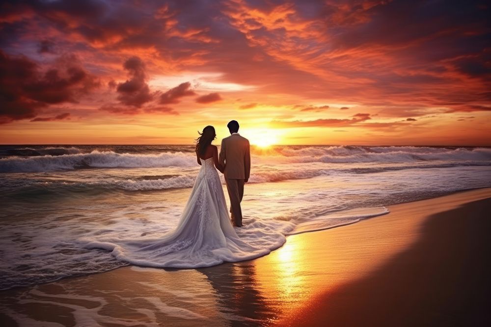 Wedding beach sky outdoors. AI generated Image by rawpixel.