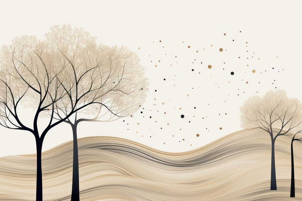 Tree drawing backgrounds landscape. AI generated Image by rawpixel.