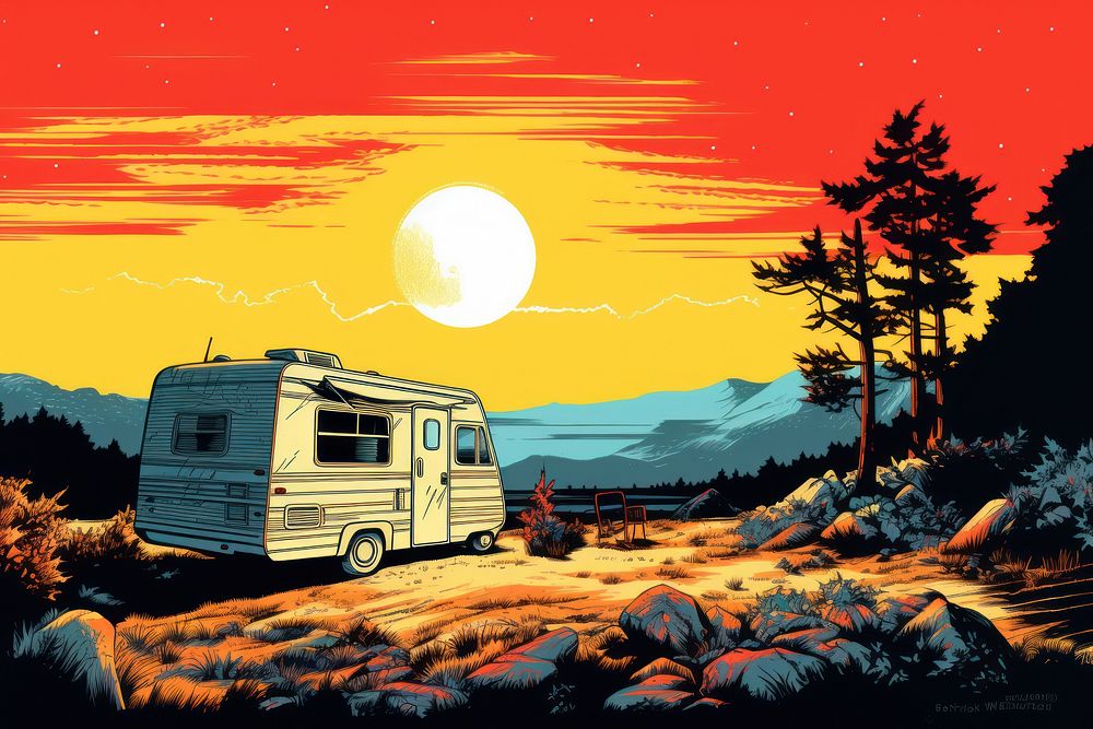 Camping camping outdoors vehicle. AI generated Image by rawpixel.