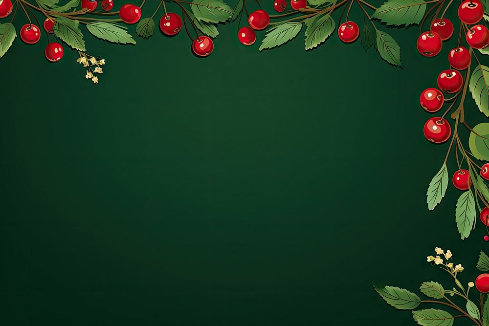 Christmas border green backgrounds cherry. AI generated Image by rawpixel.