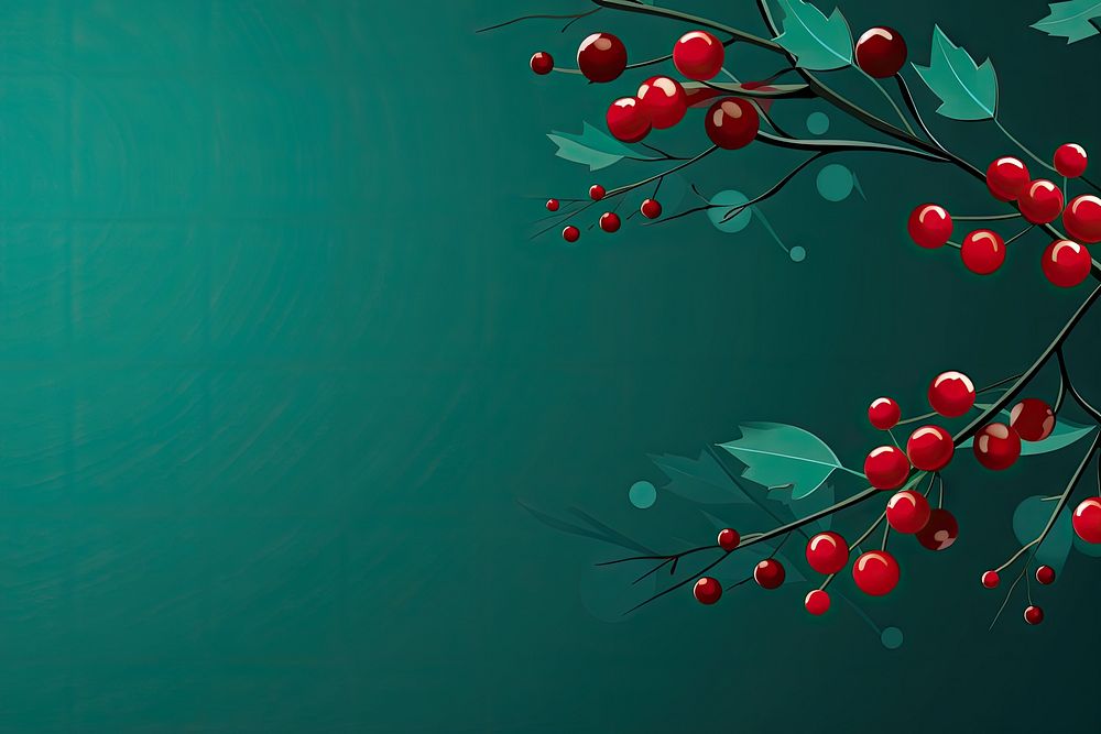 Christmas branch cherry plant. AI generated Image by rawpixel.