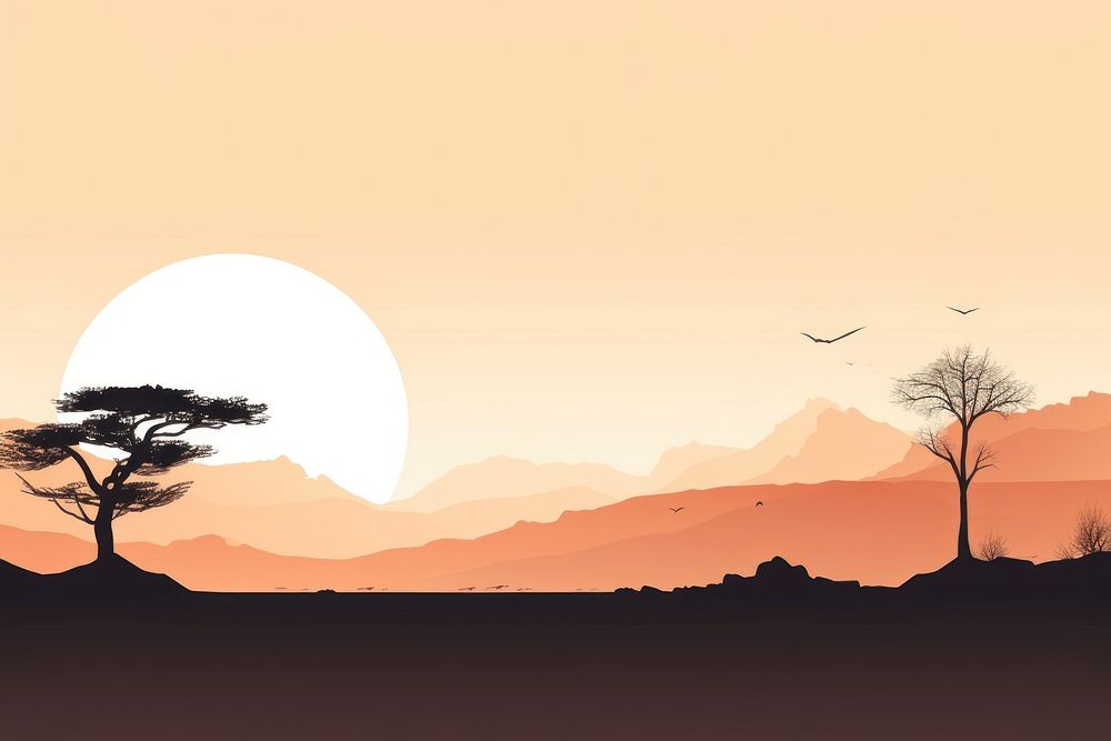 Landscapes view silhouette outdoors savanna. AI generated Image by rawpixel.