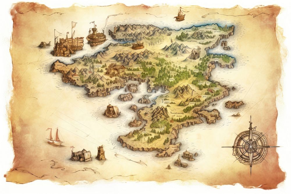 A vintage pirate treasure map backgrounds old transportation. AI generated Image by rawpixel.