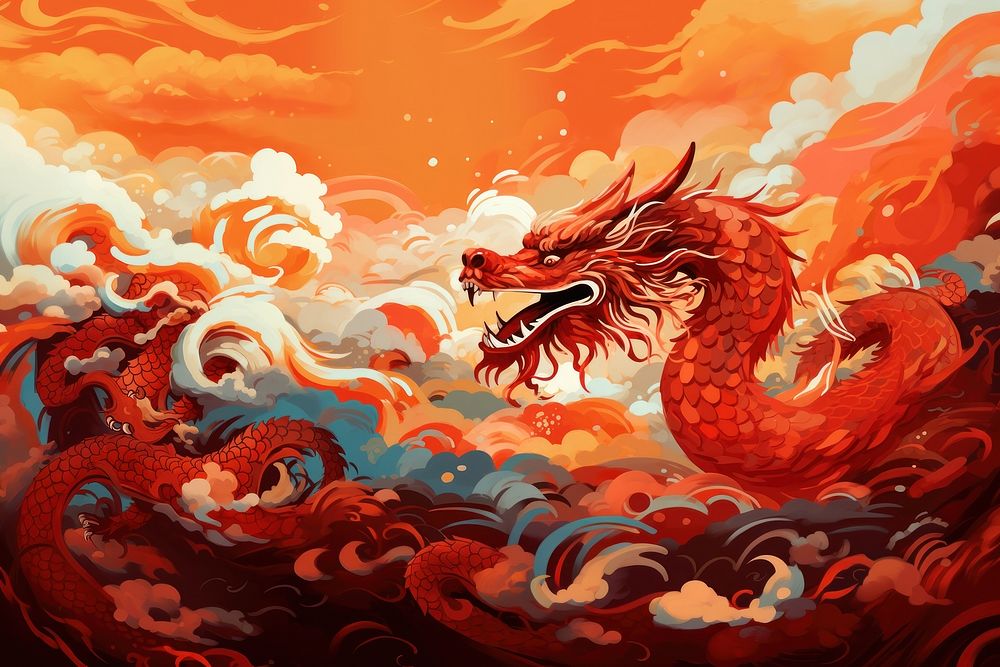 Dragon Chinese new year red chinese new year creativity. AI generated Image by rawpixel.