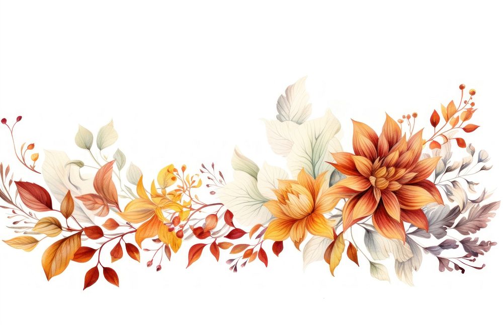 Autumn floral pattern flower plant. AI generated Image by rawpixel.