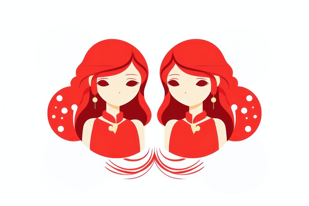 Red paper togetherness hairstyle portrait. AI generated Image by rawpixel.