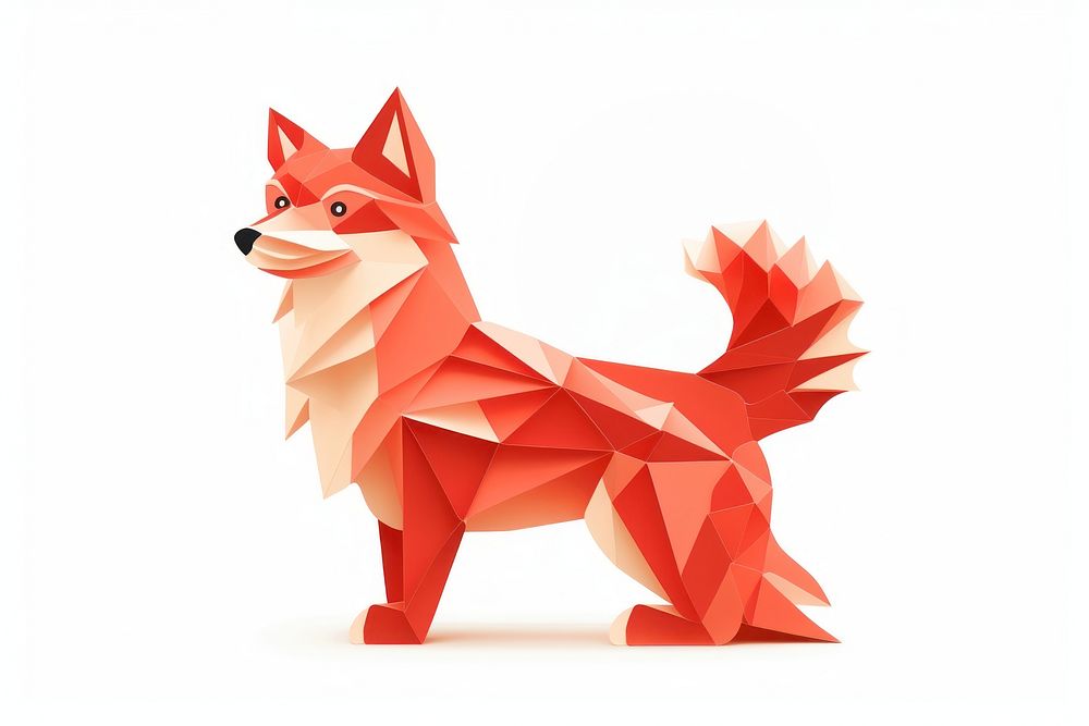 Red paper origami mammal animal. AI generated Image by rawpixel.