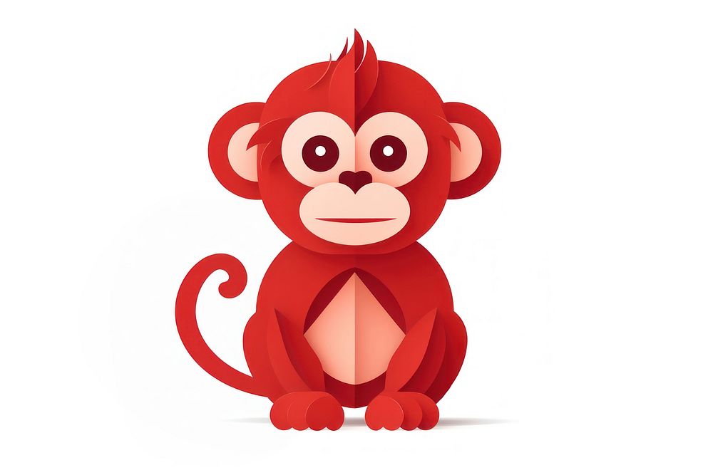Red paper monkey wildlife mammal. AI generated Image by rawpixel.