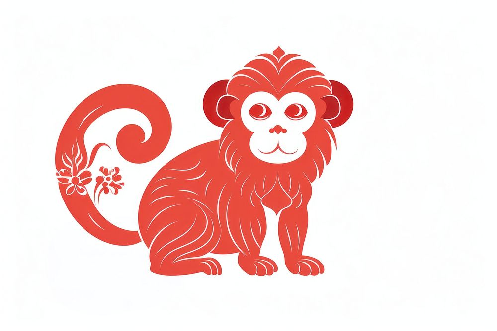 Red paper monkey mammal animal. AI generated Image by rawpixel.