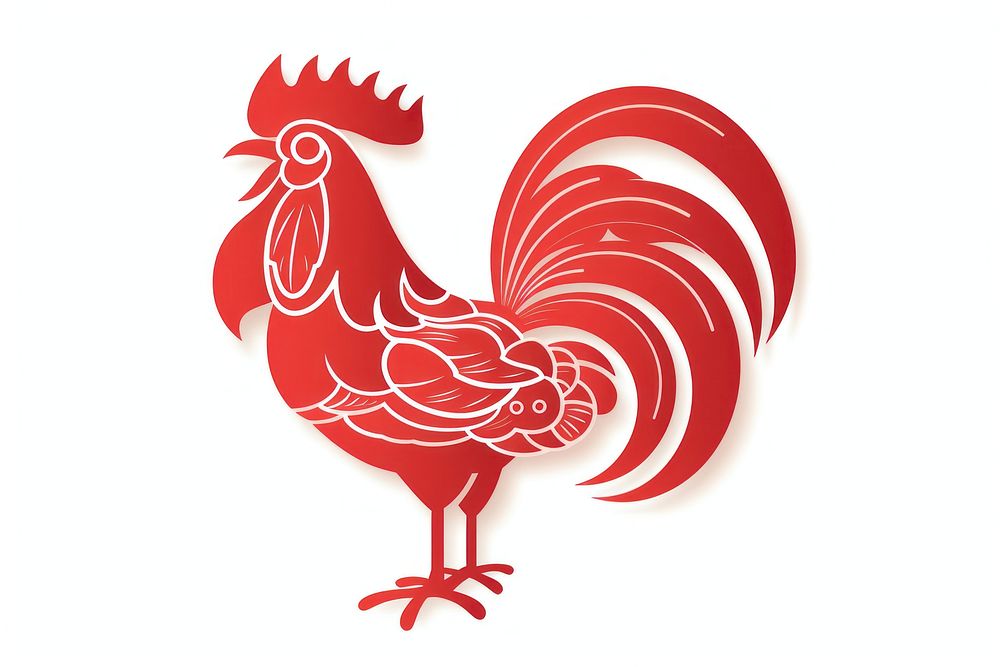 Red paper chicken poultry rooster. AI generated Image by rawpixel.