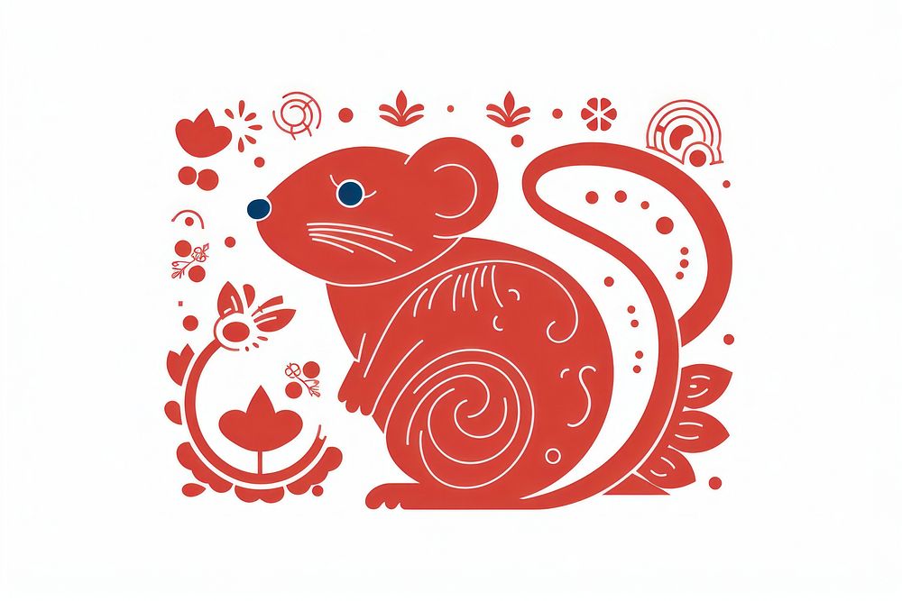Red paper pattern animal representation. AI generated Image by rawpixel.