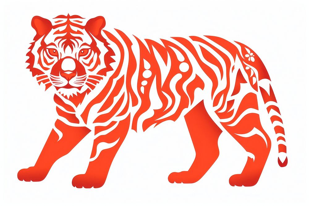 Red paper tiger wildlife animal. AI generated Image by rawpixel.
