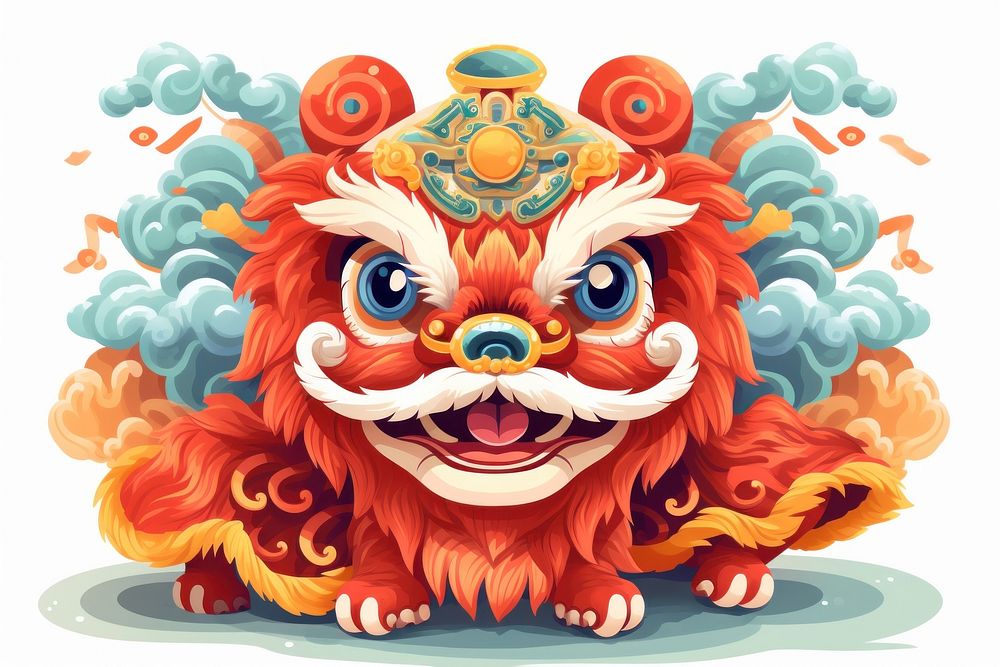 Lion dance mammal chinese new year representation. AI generated Image by rawpixel.