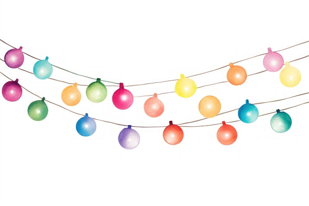 Holiday lights balloon line white background. AI generated Image by rawpixel.
